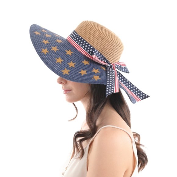 American Flag Floppy Summer Sun Hat - Picture 2 of 2